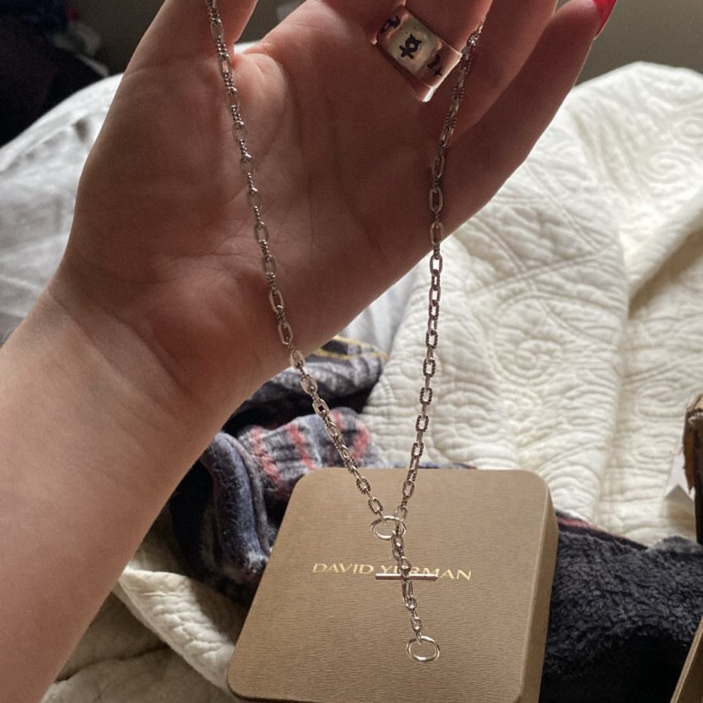 DY Madison Sterling Silver Three Ring Chain Necklace 3mm